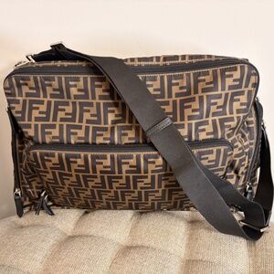 Fendi FF Logo Changing Diaper Bag Brown Monogram 7VB013 AFV5